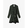 Reiss Katie Animal Print Flippy Dress In Black/ Dark Kha