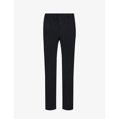 Issey Miyake Homme Plisse  Mens 15-black Pleated Tapered-leg Regular-fit Knitted Trousers