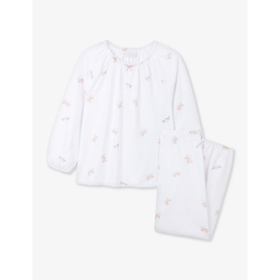 The Little White Company Girls Whitepink Kids Butterfly And Dragonfly-print Frill-trim Organic-cotto