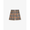 Burberry Boys Archive Beige Ip Chk Kids Malcol Checked Elasticated-waist Mesh Shorts 4-14 Years