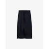 Reiss Womens Navy Bella High-rise Woven Midi Skirt