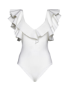 Maygel Coronel + Net Sustain Santa Ruffled Swimsuit In Beige