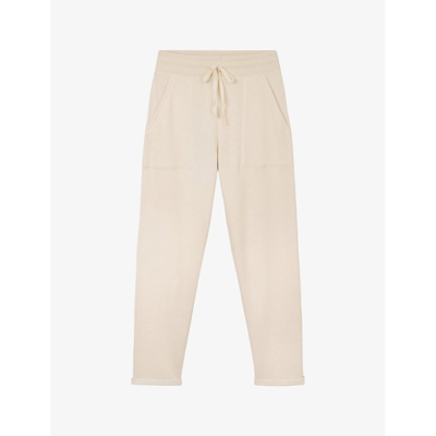 The White Company Womens Ivory Relaxed-fit Elasticated-waist Cotton-blend Jogging Bottoms