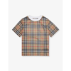 BURBERRY BURBERRY BOYS ARCHIVE BEIGE IP CHK KIDS PERCY CHECKED WOVEN-JERSEY T-SHIRT 4-14 YEARS