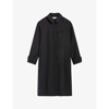 Claudie Pierlot Women's Noir / Gris Raglan-sleeve Buttoned-tab Wool-blend Coat