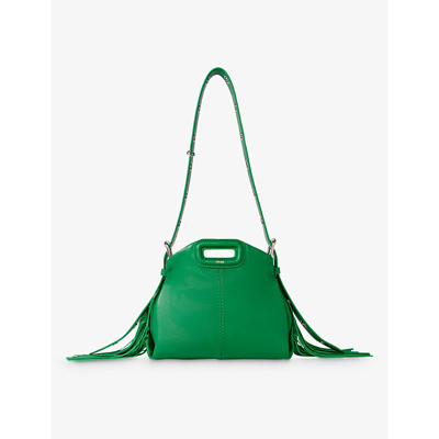 Maje Womens Miss M Mini Logo-embossed Leather Shoulder Bag Verts