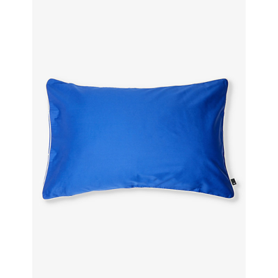 Hay Vivid Blue Outline Contrast-trim Organic-cotton Pillowcase 75cm X 50cm