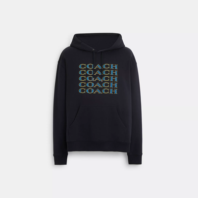 Coach Signature Stack Hoodie In Blue