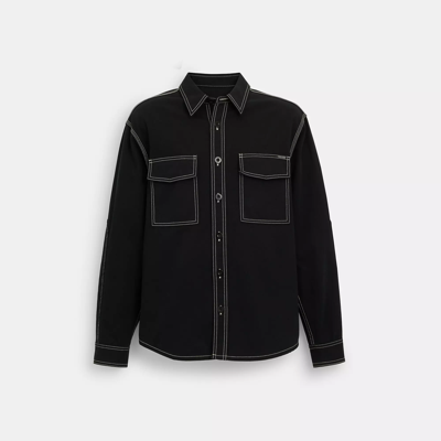 Coach Twill Overshirt In Black