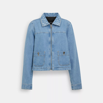 Coach Zip Denim Jacket In Blue