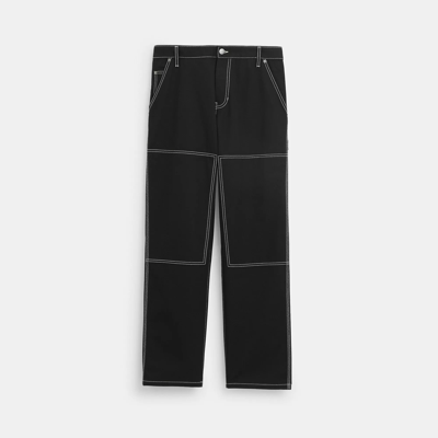 Coach Relaxed Straight Fit Twill Carpenter Pants In Black