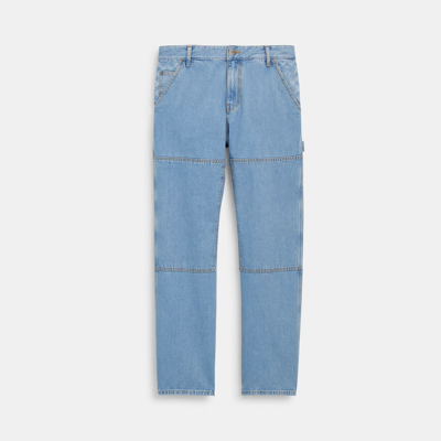 Coach Relaxed Straight Fit Denim Carpenter Pants In Blue