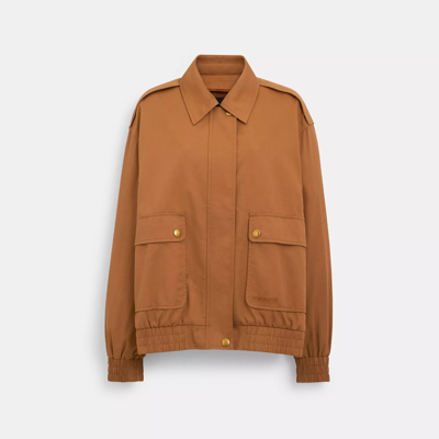 Coach Snap Front Harrington Bomber In Beige