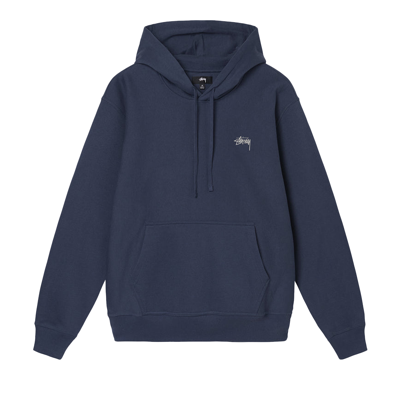 Pre-owned Stussy Overdyed Stock Logo Hoodie 'navy' In Blue