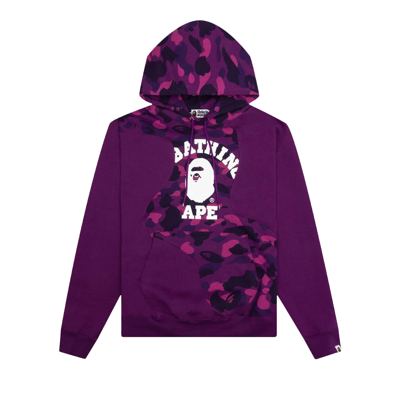 Pre-owned Bape Color Camo College Cutting Relaxed Fit Hoodie 'purple'