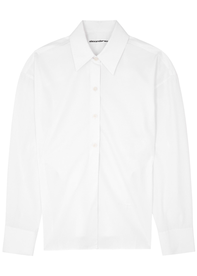 Alexander Wang Crystal-embellished Cotton-poplin Shirt In White