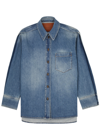 Victoria Beckham Pintucked Denim Shirt In Denim