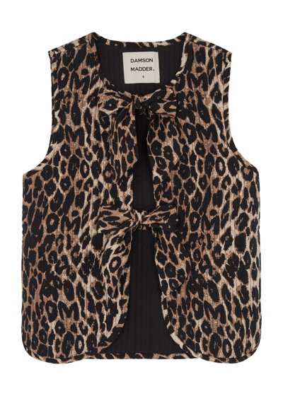 Damson Madder Tilly Leopard-print Quilted Cotton Gilet In Multicoloured