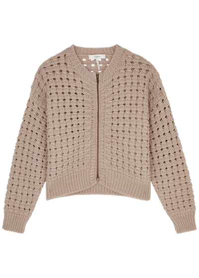 Frame Open-knit Wool Cardigan In Cream