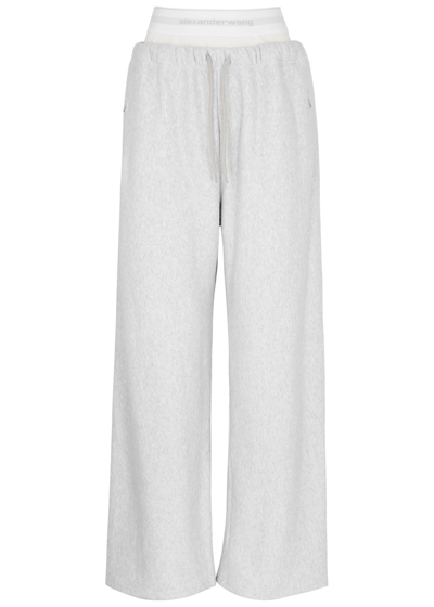 Alexander Wang T Alexanderwang. T Logo Layered Cotton Sweatpants In Light Grey