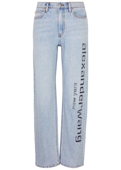 Alexander Wang Logo Cut-out Straight-leg Jeans In Light Blue