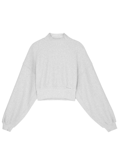 Alexander Wang T Alexanderwang. T Logo Cropped Cotton Sweatshirt In Light Grey