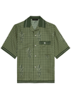 Amiri Men's Diagonal Logo Silk Camp Shirt In Green
