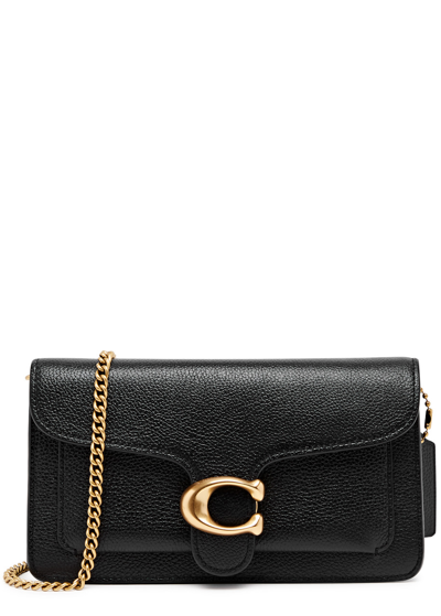 Coach Tabby Leather Wallet-on-chain In Black