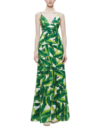 Alice And Olivia Karolina Tiered Printed Crepe De Chine Maxi Dress In Green