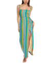 Staud Celestine Wrap-effect Striped Linen Maxi Dress
