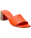 Christian Louboutin Leather Logo Block-heel Mules In Orange