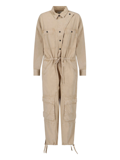 Isabel Marant Étoile Idany Drawstringed Detailed Jumpsuit In Beige