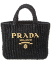 Prada Small Crochet Tote Bag In Black