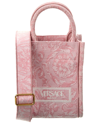 Versace Borsa A Mano Athena Mini In Tessuto Ricamato Donna In Pink