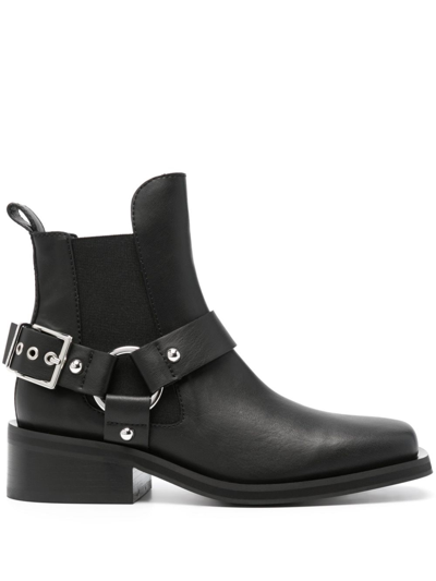 GANNI FAUX LEATHER CHELSEA ANKLE BOOTS