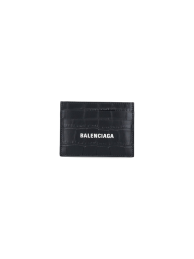 Balenciaga Logo Card Holder In Black  