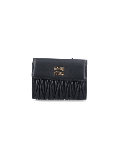 Miu Miu Small Matelassé Wallet In Black  