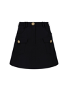 Balmain Trapeze Mini Skirt With Embossed Buttons In Black  