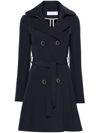 Patrizia Pepe Double-breasted Trench Coat In Blue