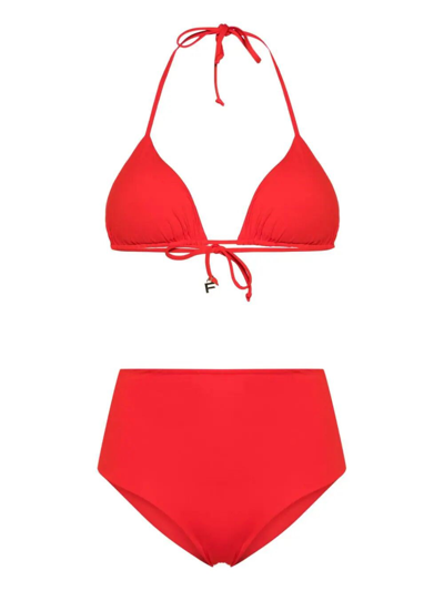 Fisico Triangle-cup Bikini In Red