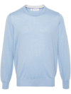 Brunello Cucinelli Cashmere Crew Neck Jumper In Blue