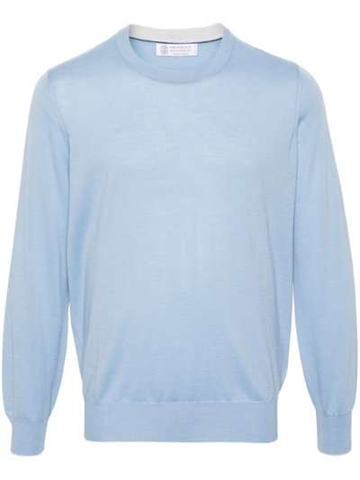 Brunello Cucinelli Cashmere Crew Neck Jumper In Blue
