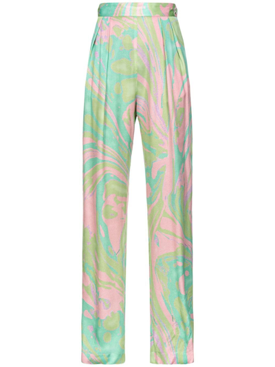 Pinko Abstract-print Straight-leg Trousers In Multicolor