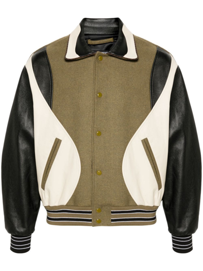 Andersson Bell Robyn Panelled Bomber Jacket In Verde Oscuro