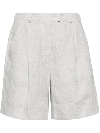 Brunello Cucinelli Linen Tailored Shorts In Gray
