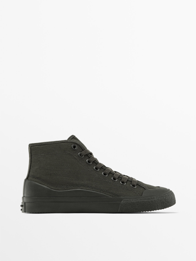 Massimo Dutti Canvas High-top Trainers In Multicolor