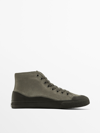 MASSIMO DUTTI SPLIT SUEDE HIGH-TOP TRAINERS