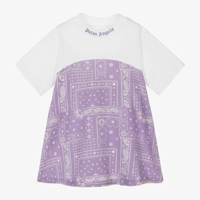 Palm Angels Babies' Girls Purple & White Cotton Dress