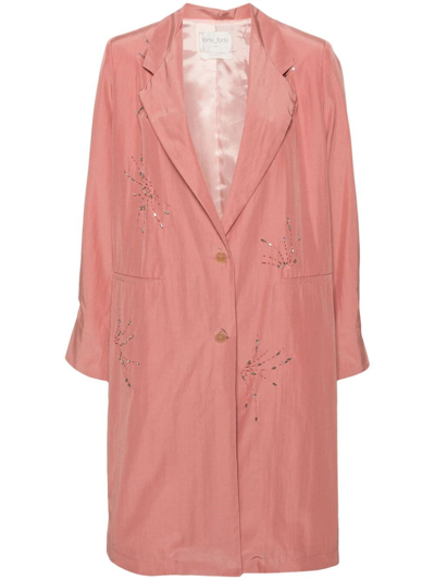 Forte Forte Single-breasted Crystal-embellished Coat In Pink