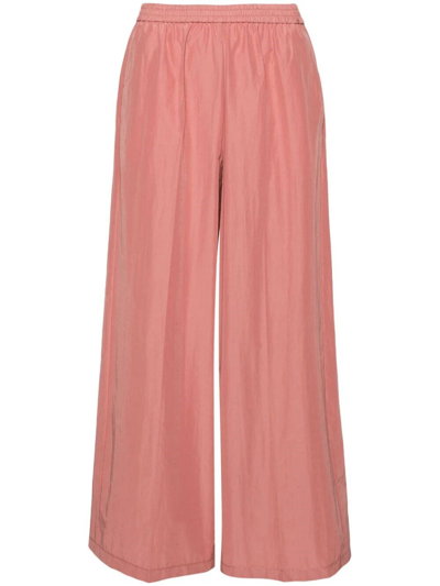 Forte Forte High-waisted Taffeta Palazzo Trousers In Pink